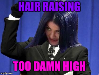 Too Damn High Mima | HAIR RAISING TOO DAMN HIGH | image tagged in too damn high mima | made w/ Imgflip meme maker