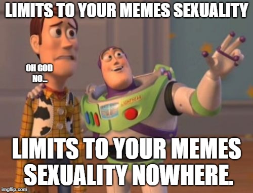 Its a Sad World when this gets to Games like Splatoon and Sonic
 | LIMITS TO YOUR MEMES SEXUALITY; OH GOD NO... LIMITS TO YOUR MEMES SEXUALITY NOWHERE. | image tagged in memes,x x everywhere | made w/ Imgflip meme maker