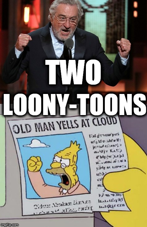 Two Toons | TWO; LOONY-TOONS | image tagged in 2 toons,loony toon de niro,robert de niro old moron,retard celebs,stupid liberals | made w/ Imgflip meme maker