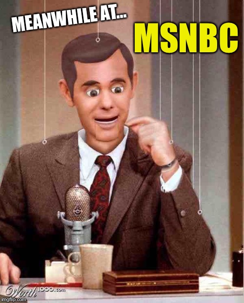 Talk Show Dummy | MEANWHILE AT... MSNBC | image tagged in talk show dummy | made w/ Imgflip meme maker