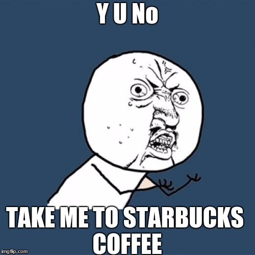 Y U No | Y U No; TAKE ME TO STARBUCKS COFFEE | image tagged in memes,y u no | made w/ Imgflip meme maker