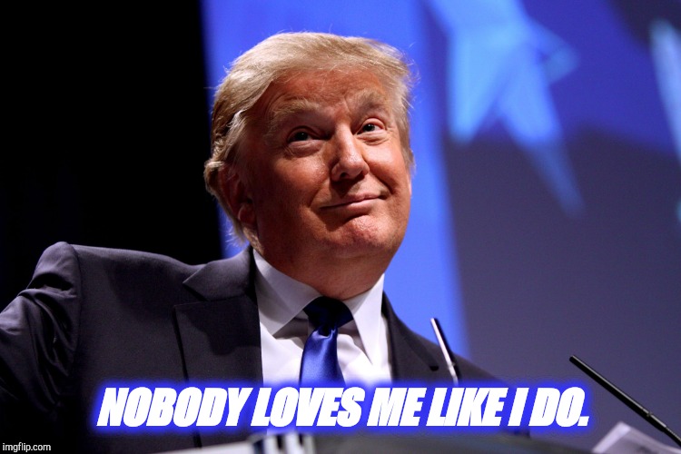 Go And Love Yourself! |  NOBODY LOVES ME LIKE I DO. | image tagged in donald trump is an idiot,love yourself,selfishness,ignorant,idiot,funny meme | made w/ Imgflip meme maker
