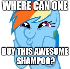 Rainbow Dash so awesome | WHERE CAN ONE BUY THIS AWESOME SHAMPOO? | image tagged in rainbow dash so awesome | made w/ Imgflip meme maker