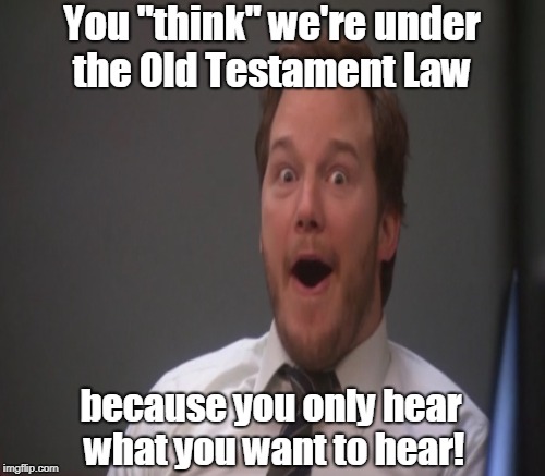 You "think" we're under the Old Testament Law because you only hear what you want to hear! | made w/ Imgflip meme maker