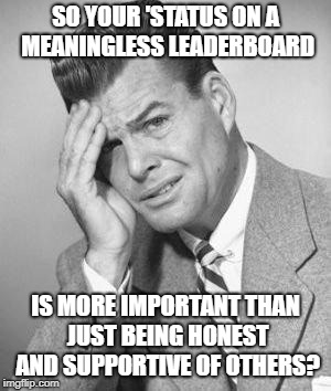 SO YOUR 'STATUS ON A MEANINGLESS LEADERBOARD IS MORE IMPORTANT THAN JUST BEING HONEST AND SUPPORTIVE OF OTHERS? | made w/ Imgflip meme maker