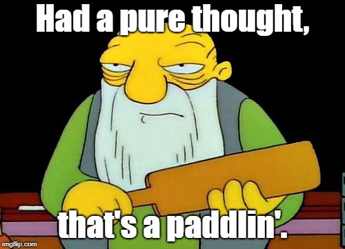That's a paddlin' Meme | Had a pure thought, that's a paddlin'. | image tagged in memes,that's a paddlin' | made w/ Imgflip meme maker