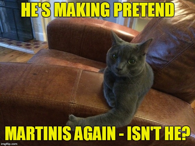 HE'S MAKING PRETEND MARTINIS AGAIN - ISN'T HE? | made w/ Imgflip meme maker