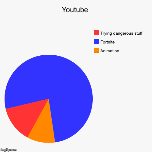 Youtube | Animation , Fortnite, Trying dangerous stuff | image tagged in funny,pie charts | made w/ Imgflip chart maker