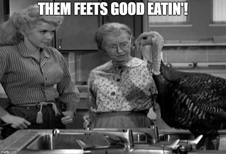 eat feet | THEM FEETS GOOD EATIN'! | image tagged in vittles | made w/ Imgflip meme maker