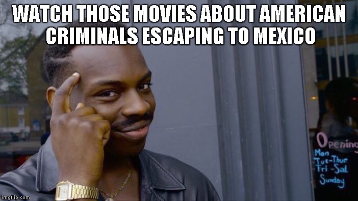 WATCH THOSE MOVIES ABOUT AMERICAN CRIMINALS ESCAPING TO MEXICO | image tagged in memes,roll safe think about it | made w/ Imgflip meme maker