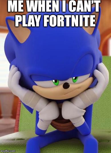 Disappointed Sonic | ME WHEN I CAN’T PLAY FORTNITE | image tagged in disappointed sonic | made w/ Imgflip meme maker