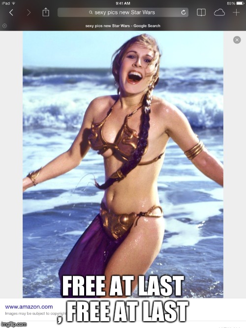 star wars | FREE AT LAST , FREE AT LAST | image tagged in sexy | made w/ Imgflip meme maker