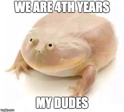 My Dudes | WE ARE 4TH YEARS; MY DUDES | image tagged in my dudes | made w/ Imgflip meme maker