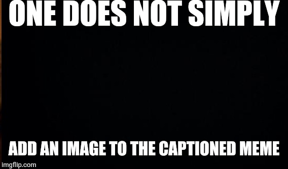 ONE DOES NOT SIMPLY ADD AN IMAGE TO THE CAPTIONED MEME | image tagged in first meme | made w/ Imgflip meme maker