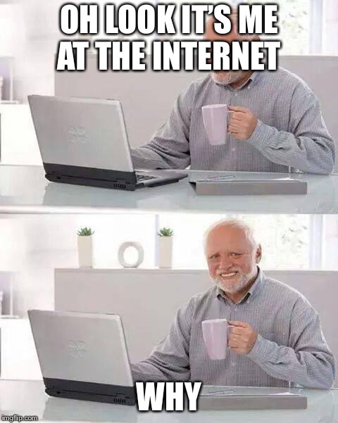 Hide the Pain Harold | OH LOOK IT’S ME AT THE INTERNET; WHY | image tagged in memes,hide the pain harold | made w/ Imgflip meme maker