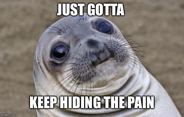 Awkward Moment Sealion Meme | JUST GOTTA KEEP HIDING THE PAIN | image tagged in memes,awkward moment sealion | made w/ Imgflip meme maker