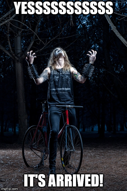 Black Metal biker | YESSSSSSSSSSS; IT'S ARRIVED! | image tagged in black metal biker | made w/ Imgflip meme maker