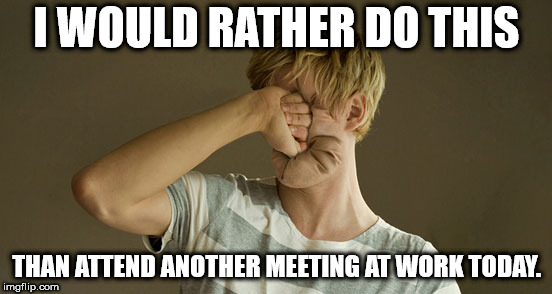 Hate Work | I WOULD RATHER DO THIS; THAN ATTEND ANOTHER MEETING AT WORK TODAY. | image tagged in work | made w/ Imgflip meme maker