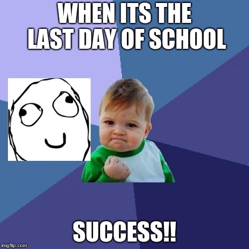 Success Kid Meme | WHEN ITS THE LAST DAY OF SCHOOL; SUCCESS!! | image tagged in memes,success kid | made w/ Imgflip meme maker