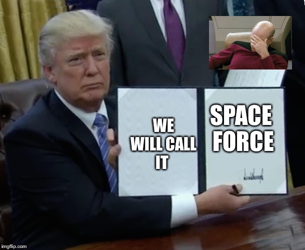 Trump Bill Signing | WE WILL CALL IT; SPACE FORCE | image tagged in memes,trump bill signing | made w/ Imgflip meme maker