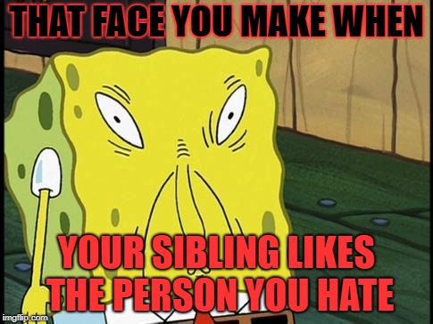 This Applies To Me | THAT FACE YOU MAKE WHEN; YOUR SIBLING LIKES THE PERSON YOU HATE | image tagged in that face you make when you see your girl without makeup | made w/ Imgflip meme maker