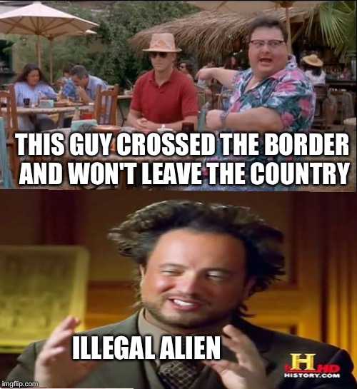THIS GUY CROSSED THE BORDER AND WON'T LEAVE THE COUNTRY; ILLEGAL ALIEN | image tagged in memes | made w/ Imgflip meme maker