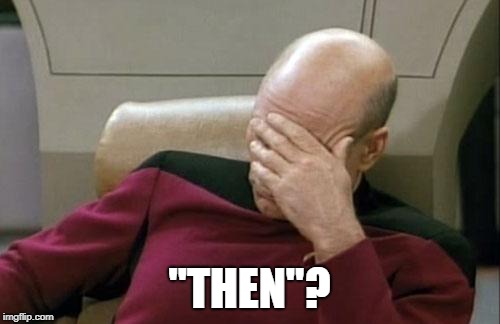 Captain Picard Facepalm Meme | "THEN"? | image tagged in memes,captain picard facepalm | made w/ Imgflip meme maker