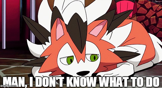 man, i don't know what to do | MAN, I DON'T KNOW WHAT TO DO | image tagged in lycanroc | made w/ Imgflip meme maker