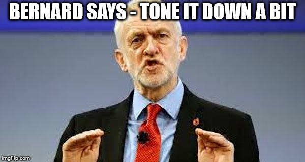 Jeremy Bernard Corbyn | BERNARD SAYS - TONE IT DOWN A BIT | image tagged in corbyn eww,communist socialist,funny,anti semitism,gtto jc4pm,wearecorbyn | made w/ Imgflip meme maker