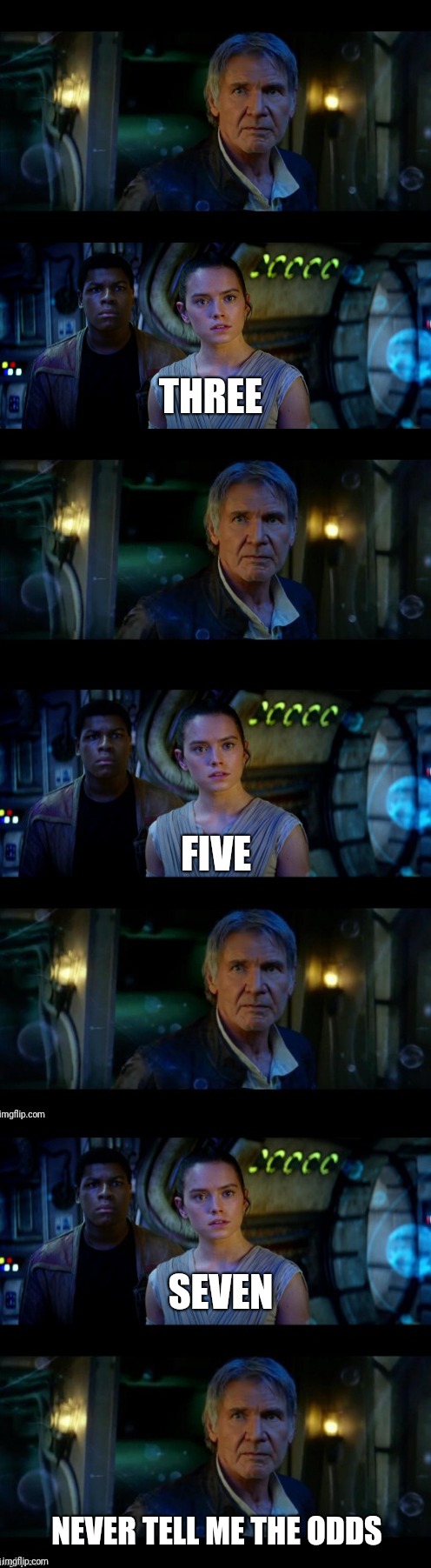 Star Wars Numberwang | THREE; FIVE; SEVEN; NEVER TELL ME THE ODDS | image tagged in star wars | made w/ Imgflip meme maker