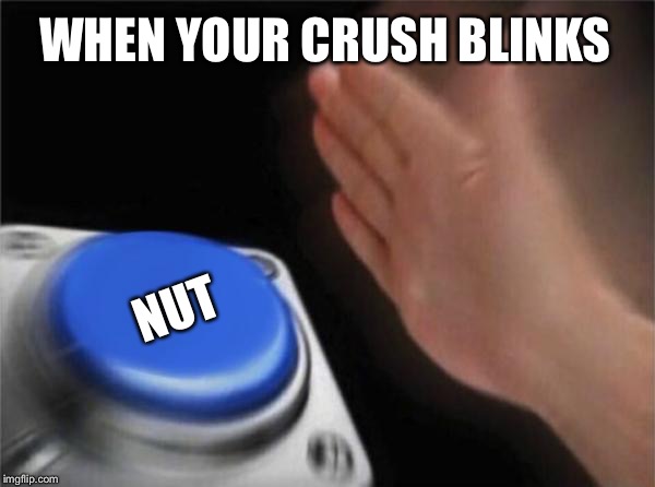 Blank Nut Button | WHEN YOUR CRUSH BLINKS; NUT | image tagged in memes,blank nut button | made w/ Imgflip meme maker