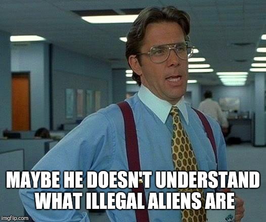That Would Be Great Meme | MAYBE HE DOESN'T UNDERSTAND WHAT ILLEGAL ALIENS ARE | image tagged in memes,that would be great | made w/ Imgflip meme maker
