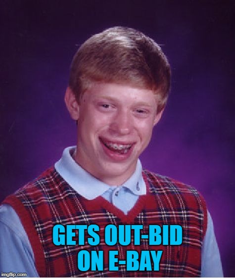 Bad Luck Brian Meme | GETS OUT-BID ON E-BAY | image tagged in memes,bad luck brian | made w/ Imgflip meme maker