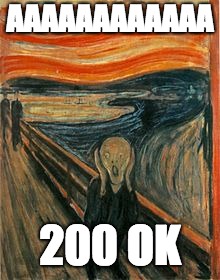 Munch Scream | AAAAAAAAAAAA; 200 OK | image tagged in munch scream | made w/ Imgflip meme maker