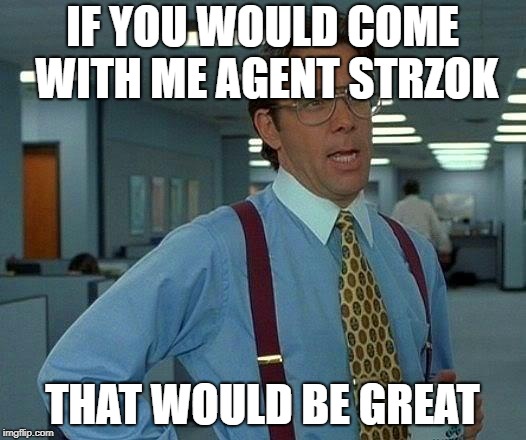 That Would Be Great Meme | IF YOU WOULD COME WITH ME AGENT STRZOK; THAT WOULD BE GREAT | image tagged in memes,that would be great | made w/ Imgflip meme maker