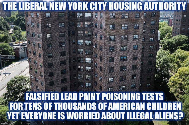 Like, WTF!??? | THE LIBERAL NEW YORK CITY HOUSING AUTHORITY; FALSIFIED LEAD PAINT POISONING TESTS FOR TENS OF THOUSANDS OF AMERICAN CHILDREN YET EVERYONE IS WORRIED ABOUT ILLEGAL ALIENS? | image tagged in memes,not funny,true story,illegal immigration,illegal aliens | made w/ Imgflip meme maker