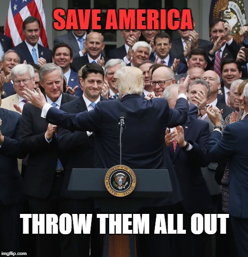 SAVE AMERICA; THROW THEM ALL OUT | image tagged in throw them all out | made w/ Imgflip meme maker