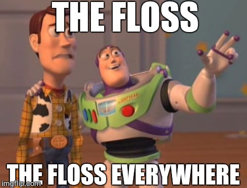 The floss | THE FLOSS; THE FLOSS EVERYWHERE | image tagged in memes,x x everywhere,floss,dance | made w/ Imgflip meme maker