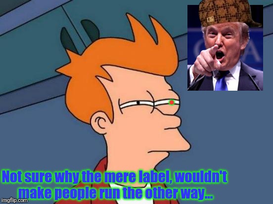 Futurama Fry Meme | . Not sure why the mere label, wouldn't make people run the other way... | image tagged in memes,futurama fry,scumbag | made w/ Imgflip meme maker