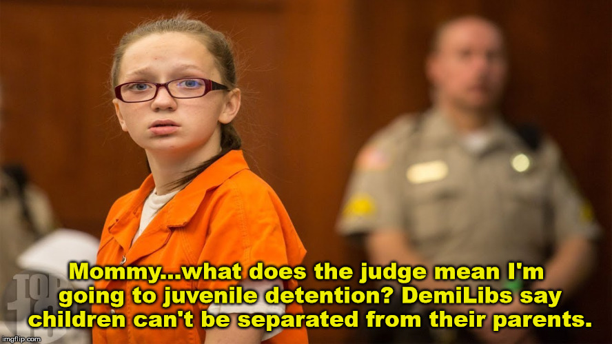 Separate Children From Parents | Mommy...what does the judge mean I'm going to juvenile detention? DemiLibs say children can't be separated from their parents. | image tagged in illegal immigration,children,parents,obama,hillary clinton,donald trump | made w/ Imgflip meme maker