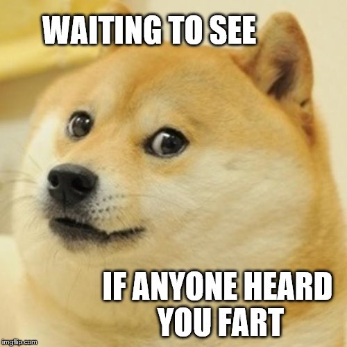 wasn't me | WAITING TO SEE; IF ANYONE HEARD YOU FART | image tagged in memes,doge,fart jokes | made w/ Imgflip meme maker