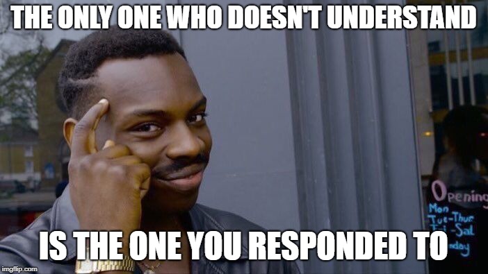 Roll Safe Think About It Meme | THE ONLY ONE WHO DOESN'T UNDERSTAND IS THE ONE YOU RESPONDED TO | image tagged in memes,roll safe think about it | made w/ Imgflip meme maker