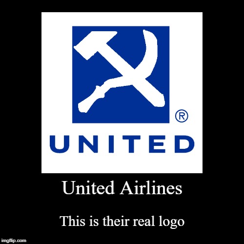 The Real Logo of United Airlines | image tagged in funny,demotivationals,united airlines,communism | made w/ Imgflip demotivational maker