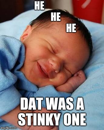 Sleeping Baby Smile  | HE
                        HE
                           HE; DAT WAS A STINKY ONE | image tagged in sleeping baby smile | made w/ Imgflip meme maker
