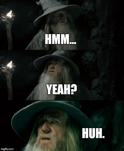 Confused Gandalf | HMM... YEAH? HUH. | image tagged in memes,confused gandalf | made w/ Imgflip meme maker