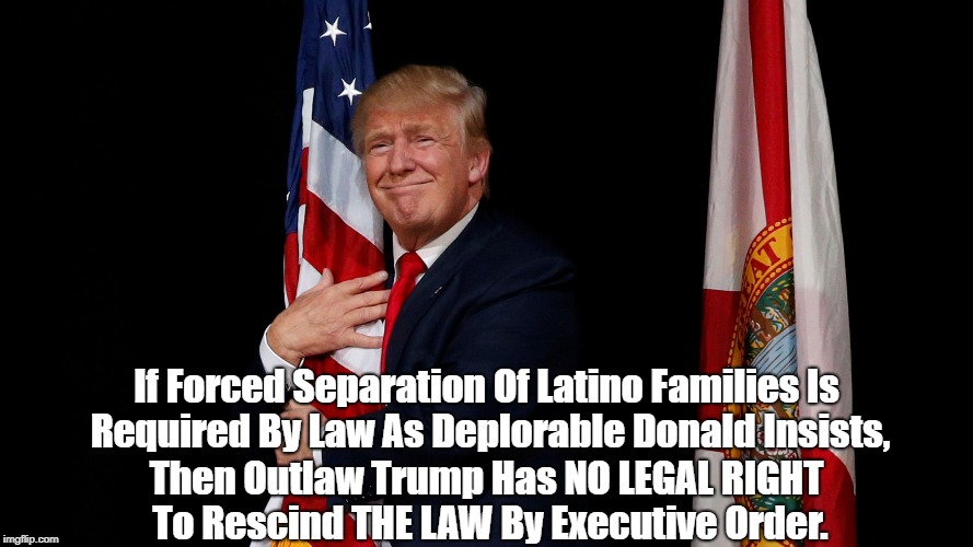 If Forced Separation Of Latino Families Is Required By Law As Deplorable Donald Insists, Then Outlaw Trump Has NO LEGAL RIGHT To Rescind THE | made w/ Imgflip meme maker