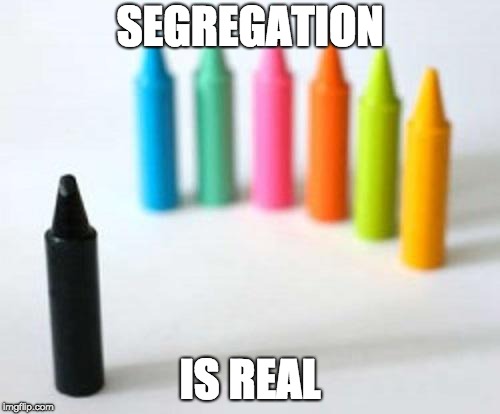 Racist crayons | SEGREGATION; IS REAL | image tagged in racist crayons | made w/ Imgflip meme maker