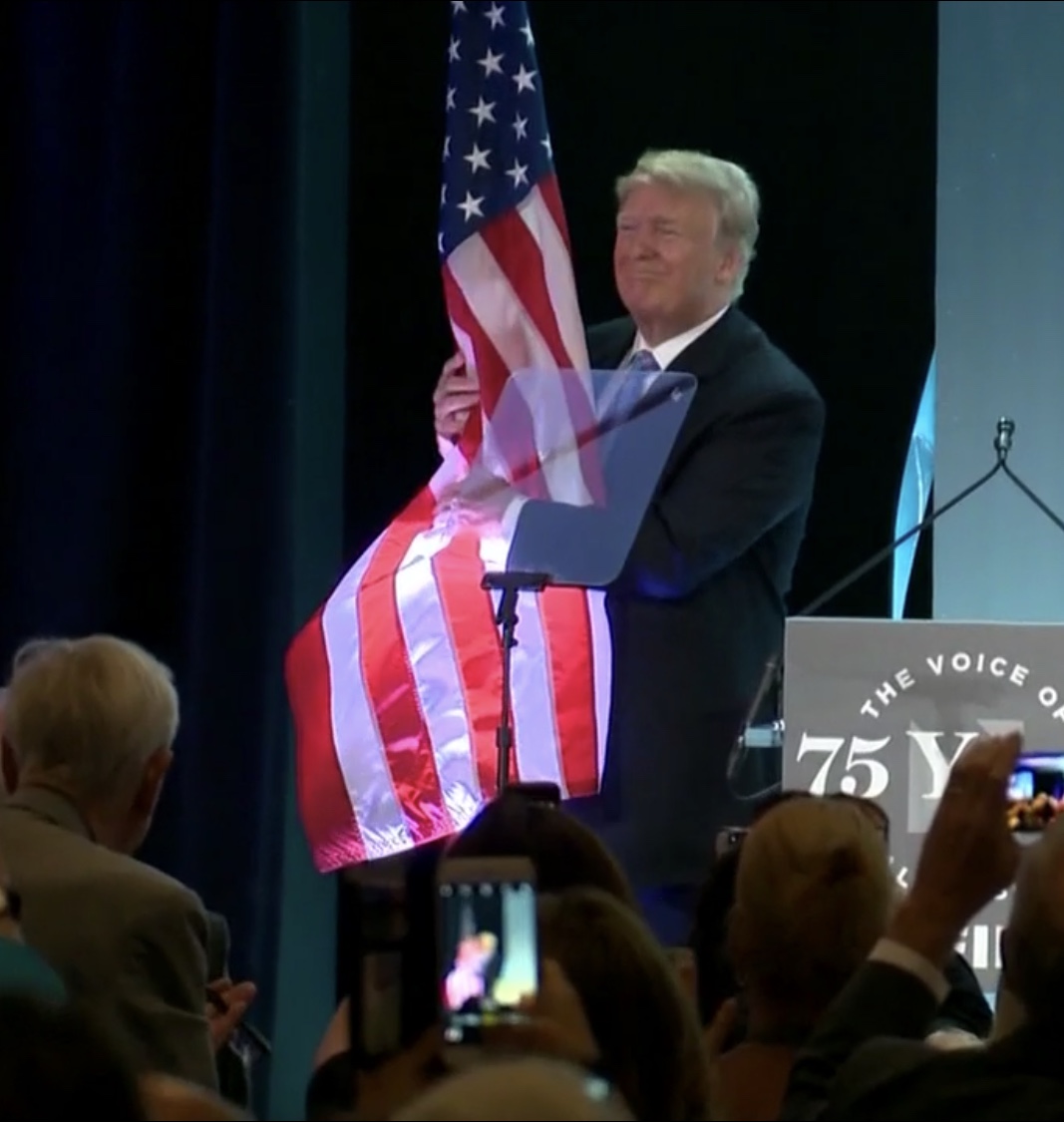Trump Grabs Flag Blank Meme Template