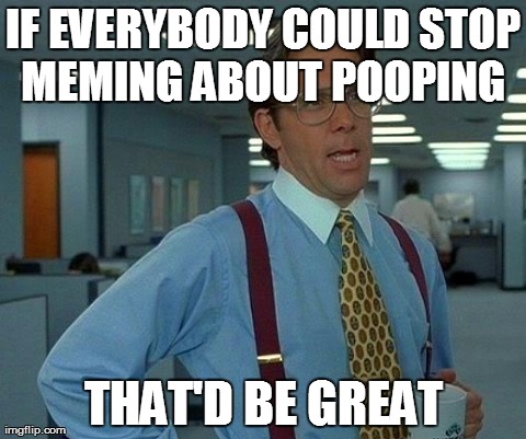 That Would Be Great Meme | IF EVERYBODY COULD STOP MEMING ABOUT POOPING  THAT'D BE GREAT | image tagged in memes,that would be great | made w/ Imgflip meme maker