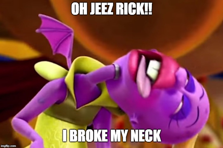 OH JEEZ RICK!! I BROKE MY NECK | image tagged in planet sheen template | made w/ Imgflip meme maker